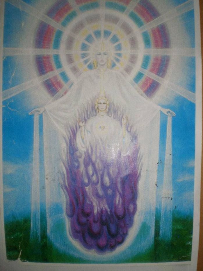 The Ascension tube of light through the Holy Spirit, the freedom flame, mercy flame, forgiveness flame, resurrection flame, liberty flame transmutation flames within the violet sacred fire flame be so, call on and just be.